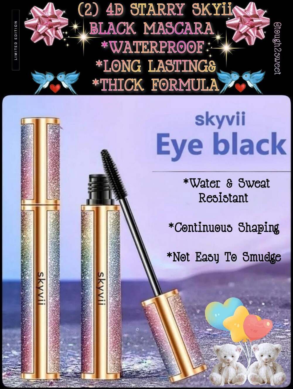 🆕️SET OF 2❣️4D STARRY SKY BLACK MASCARA WATERPROOF LONG LASTING & THICK FORMULA